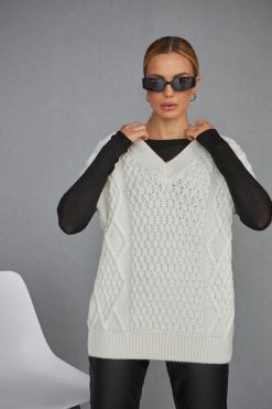 Knit Wool Sweater Vest Oversized Casual Knitted V