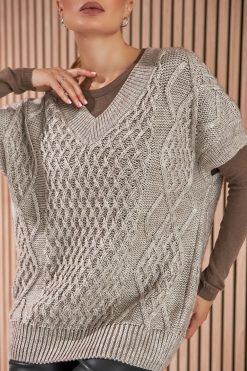 Knit Wool Sweater Vest Oversized Casual Knitted V