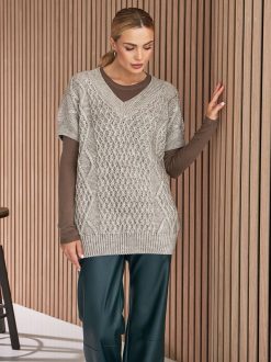 Knit Wool Sweater Vest Oversized Casual Knitted V