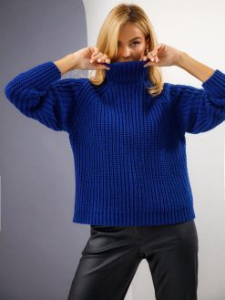Chunky Knit Wool Sweater Casual Turtleneck Mohair Loose