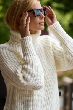 Chunky Knit Wool Sweater Casual Turtleneck Mohair Loose