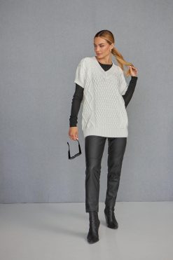 Knit Wool Sweater Vest Oversized Casual Knitted V