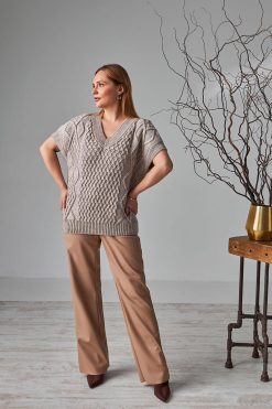 Knit Wool Sweater Vest Oversized Casual Knitted V