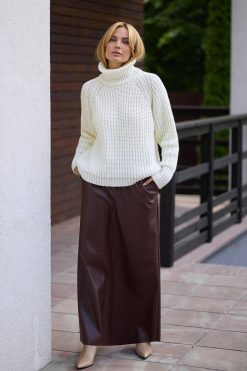 Chunky Knit Wool Sweater Casual Turtleneck Mohair Loose