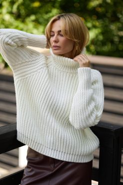 Chunky Knit Wool Sweater Casual Turtleneck Mohair Loose