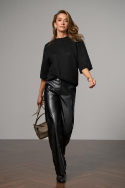 Short Sleeve Alpaca Wool Sweater Soft Merino Mohair