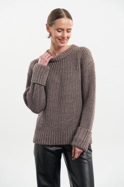 Alpaca Sweater Detachable Cowl Chunky Knit Wool Pullover