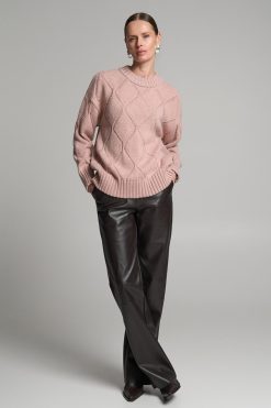 Merino Alpaca Wool Sweater With Diamond Knit