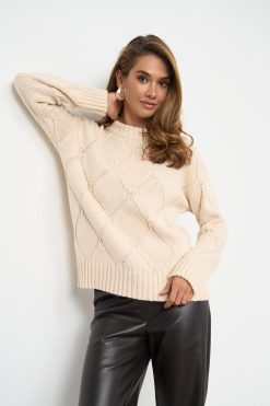 Merino Alpaca Wool Sweater With Diamond Knit