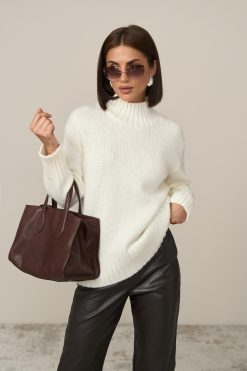 Oversized Turtleneck Wool Sweater Chunky Knit Alpaca Pullover
