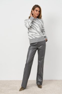 Zebra Knit Sweater Soft Merino Alpaca Pullover Cozy