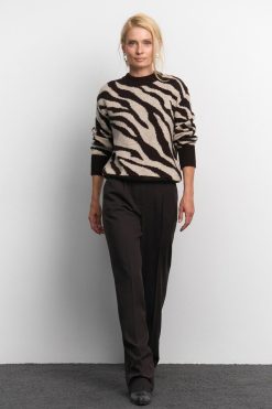 Zebra Knit Sweater Soft Merino Alpaca Pullover Cozy