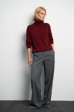 Wool Turtleneck Sweater Relaxed Fit Knit Top High