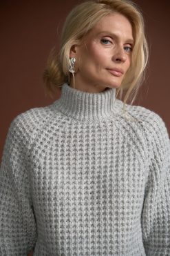 Alpaca Turtleneck Sweater Waffle Knit Raglan Pullover Cozy