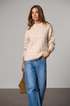 Chunky Wool Cable Sweater Relaxed Fit Winter Jumper
