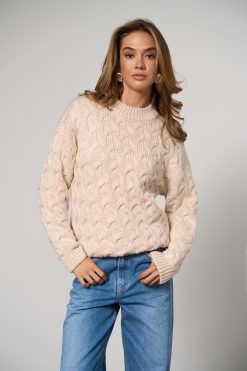Chunky Wool Cable Sweater Relaxed Fit Winter Jumper