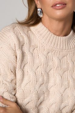Chunky Wool Cable Sweater Relaxed Fit Winter Jumper