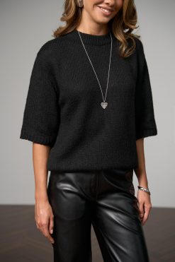 Short Sleeve Alpaca Wool Sweater Soft Merino Mohair