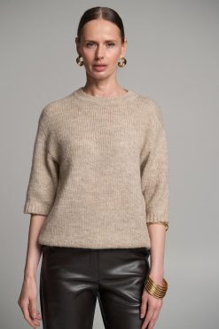 Short Sleeve Alpaca Wool Sweater Soft Merino Mohair