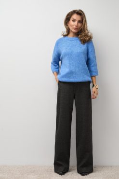 Short Sleeve Alpaca Wool Sweater Soft Merino Mohair