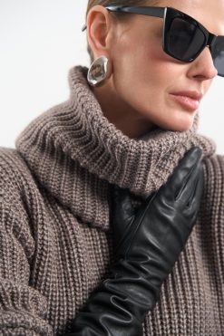 Alpaca Sweater Detachable Cowl Chunky Knit Wool Pullover