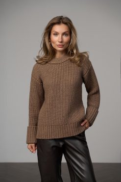 Alpaca Sweater Detachable Cowl Chunky Knit Wool Pullover