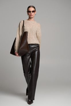 Oversized Cable Knit Sweater Alpaca Wool Pullover Cozy