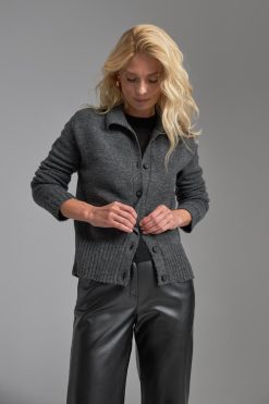 Mohair Cardigan Collared Button Up Sweater Merino Wool