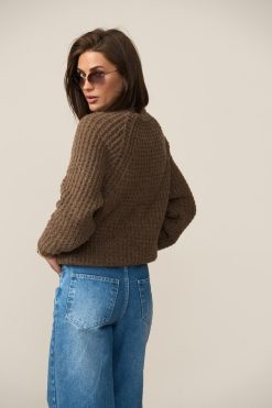 Alpaca Turtleneck Sweater Waffle Knit Raglan Pullover Cozy