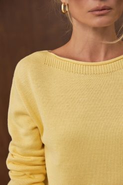 Boatneck Cotton Pullover Relaxed Fit Sweater Long Sleeve
