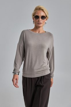 Loose Fit Knit Sweater Soft Stretch Pullover Draped
