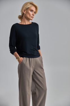 Loose Fit Knit Sweater Soft Stretch Pullover Draped