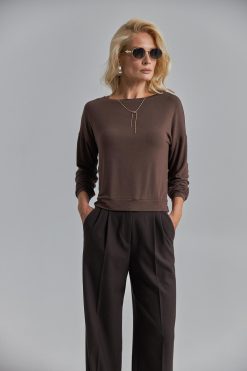 Loose Fit Knit Sweater Soft Stretch Pullover Draped