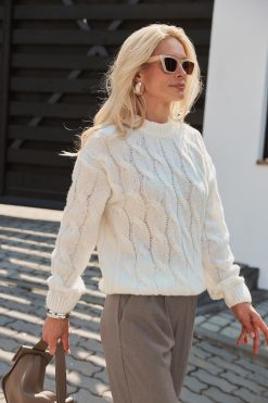 Cable Knit Oversized Sweater Cozy Merino Wool Mohair