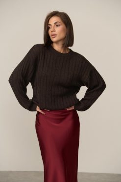 Oversized Cable Knit Sweater Alpaca Wool Pullover Cozy