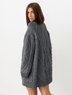 Oversized Cable Knit Turtleneck Sweater Long Winter Pullover