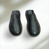 Babouche Marocaine Noire En Cuir Chaussons Classiques Faits