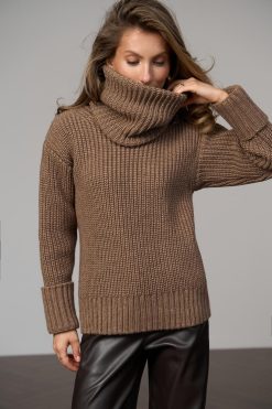 Alpaca Sweater Detachable Cowl Chunky Knit Wool Pullover