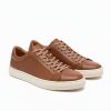 Men's Brown Leather Sneakers Casual Lowtop Trainers Bella