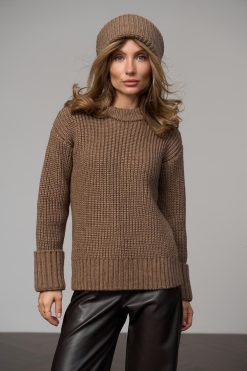 Alpaca Sweater Detachable Cowl Chunky Knit Wool Pullover