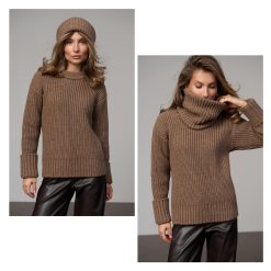 Alpaca Sweater Detachable Cowl Chunky Knit Wool Pullover