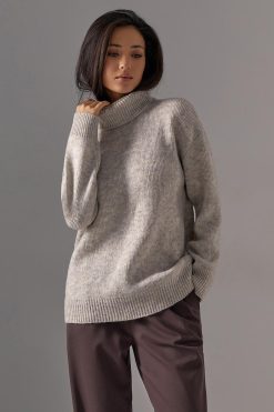 Alpaca Turtleneck Sweater Warm Mohair Wool Knit Pullover