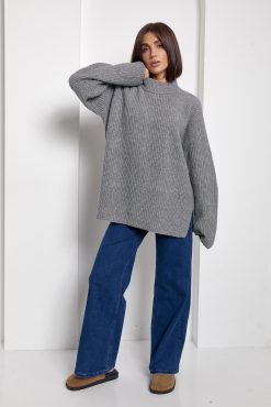 Merino Wool Oversized Sweater Chunky Knit Pullover Winter