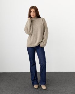 Wool Oversized Turtleneck Sweater Soft Warm Knit Top