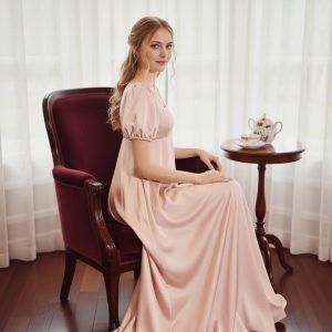 Blush Pink Whisper Puff Sleeve Dress Dreamy Empire