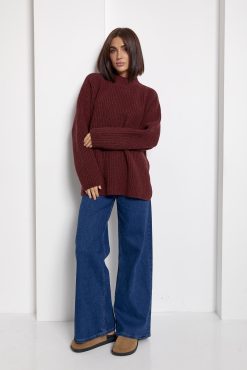 Merino Wool Oversized Sweater Chunky Knit Pullover Winter