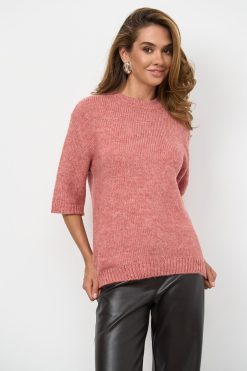 Short Sleeve Alpaca Wool Sweater Soft Merino Mohair