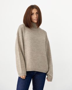 Wool Oversized Turtleneck Sweater Soft Warm Knit Top