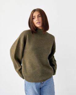 Wool Oversized Turtleneck Sweater Soft Warm Knit Top
