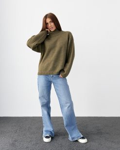 Wool Oversized Turtleneck Sweater Soft Warm Knit Top
